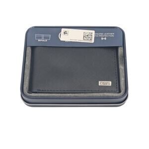 Chaps Men’s Black Leather Wallet RFID Blocking Traveler Bifold NWT